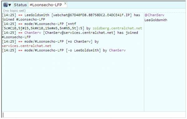 Chat Window showing that LeeGoldsmith has joined