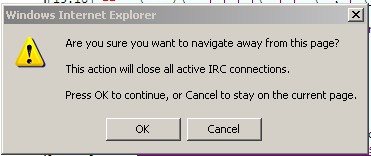 Example of the warning - click OK to leave